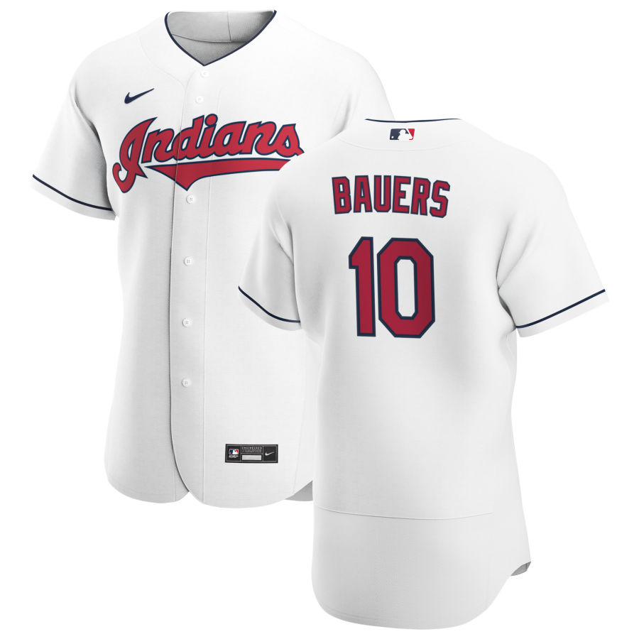 Cleveland Indians 10 Jake Bauers Men Nike White Home 2020 Authentic Team MLB Jersey